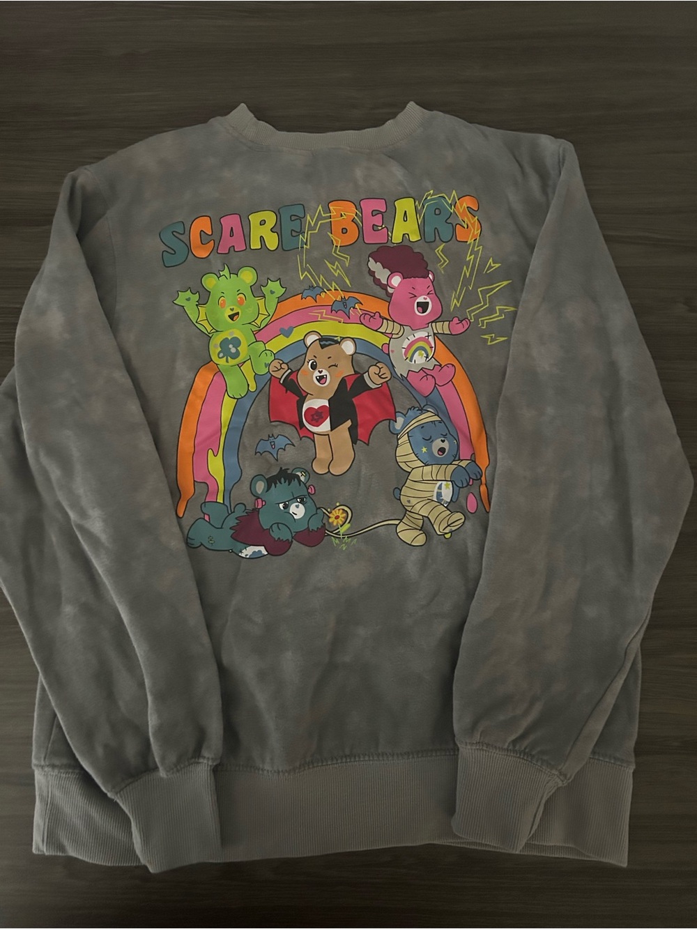 Scare Bears Tie-Dye Graphic Crewneck Sweatshirt - Gray - Picture 2 of 3
